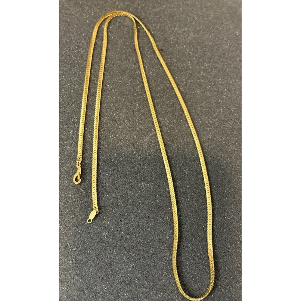 Vintage 29" 14KGP Gold Plated Flat Herringbone Link Chain Necklace
